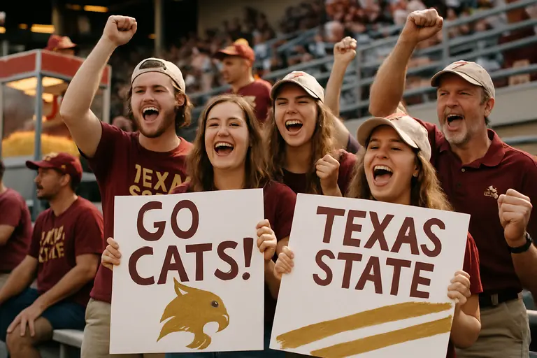 Fans arriving outside UFCU Stadium before an evening football game