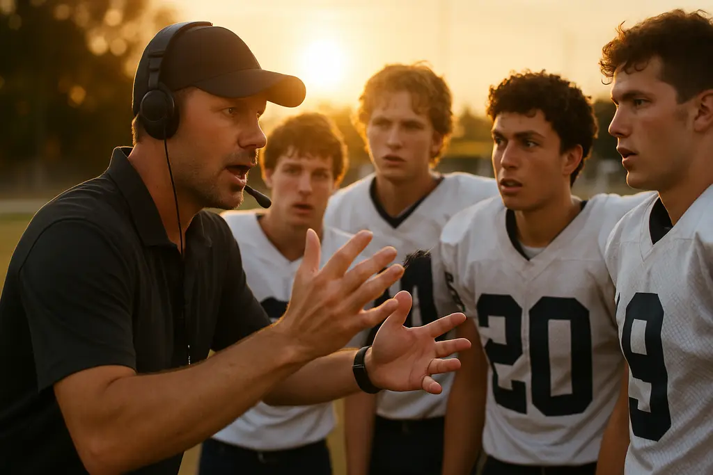 Texas State recruiting staff watching a Texas high school football prospect at practice